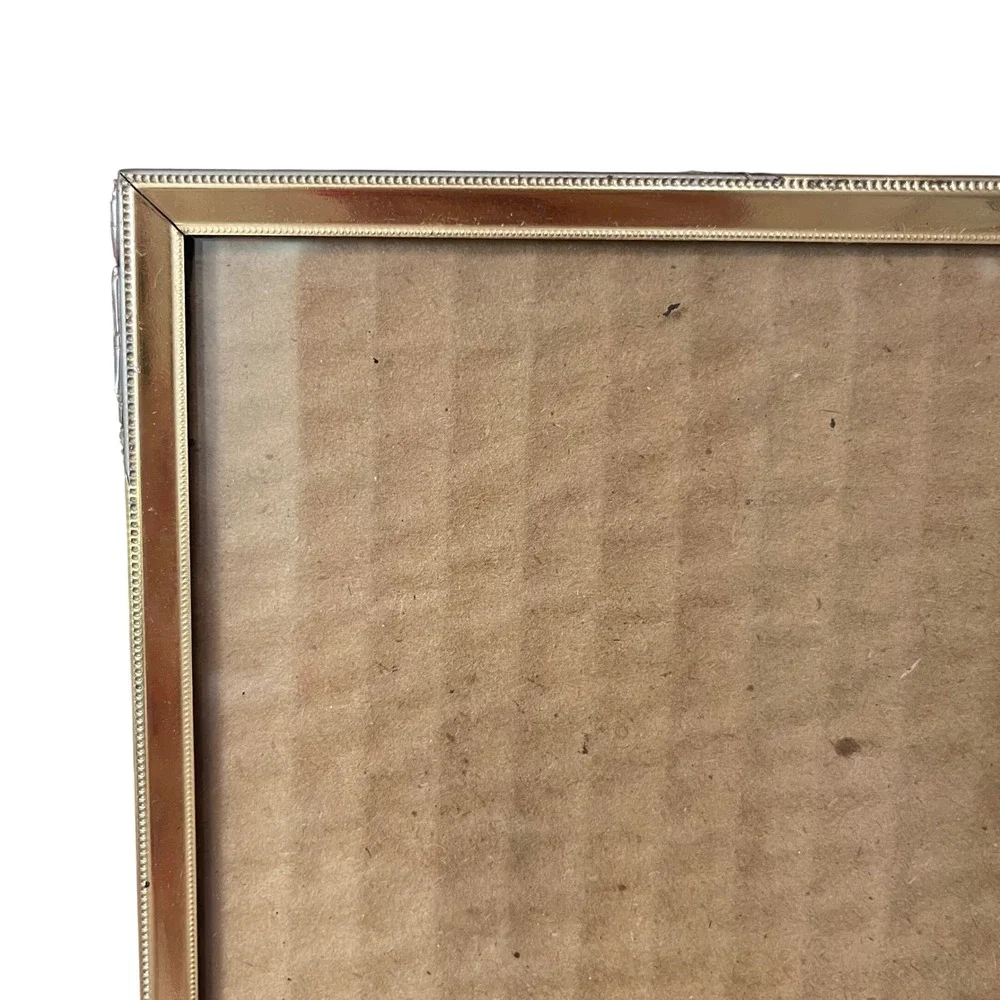 PICTURE PHOTO EASEL FRAME Vtg‎ Brass Filigree Floral Art Nouveau Gold Ornate 5x7